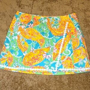 Lilly Pulitzer Yellow and Green Paisley Mini Skirt Built In Shorts Size 2